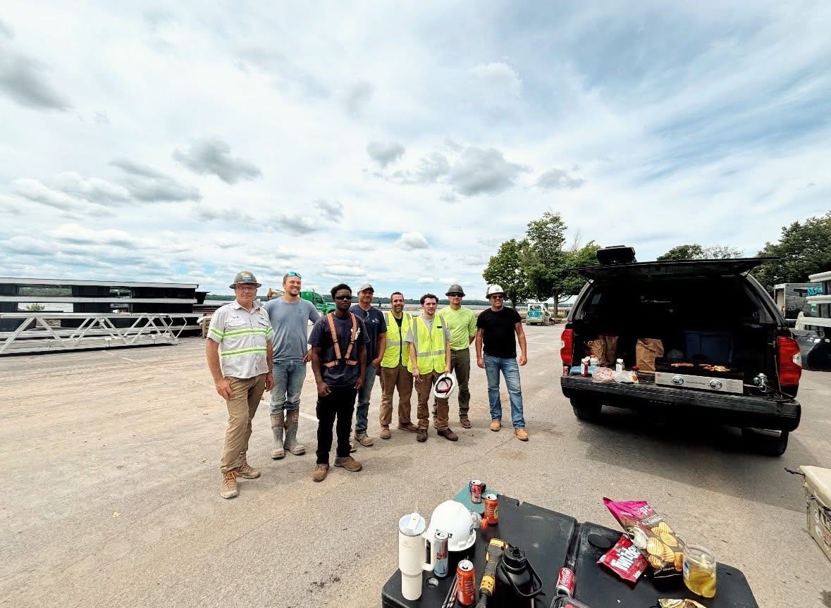 The Leatherstocking Services crew on site at a marina project