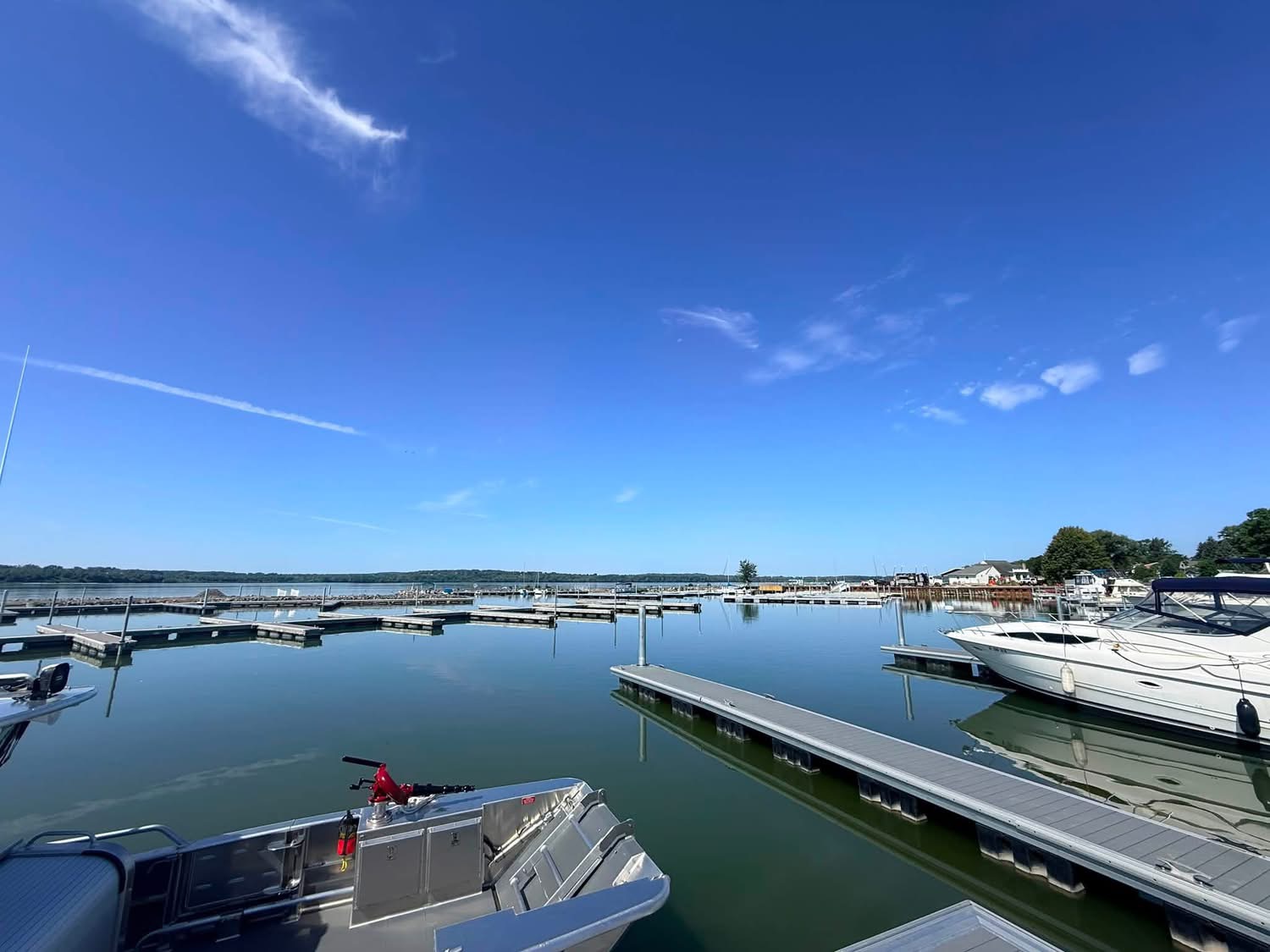 Completed marina basin with new floating dock fingers and slips